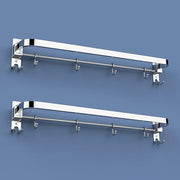 Plantex Anti Rust 304 Grade Stainless Steel Folding Single Towel Rod with Hooks/Towel Holder for Bathroom/Towel Bar/Hanger/Bathroom Accessories - Pack of 2 (24 Inch-Chrome)