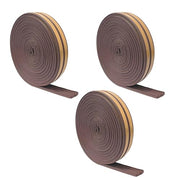 Plantex Window Seal Tape for Perimeter/Door Strip/DIY 3M Self Adhesive/Soundproof & Weatherproof Strip - Pack of 3 (E Shape, 18Feet, Brown)