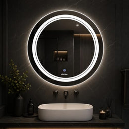 Plantex Glass Mirror With Light With 3 Tone/Touch Wall Mount Mirror For Bedroom/Dressing Room/Living Room - Round Shape (24 Inch), White