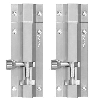 Plantex Stainless Steel Tower Bolt/Tower Bolt for Home,Offices Doors and Windows/Tower Bolt for Main Door/Door Latch/Kundi/Chitakini/Door Latch for Windows - Pack of 2 (Chrome, 4 inch)