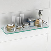 Plantex Premium Transparent Bathroom Glass Shelf/Glass Shelf for living room/Bathroom & Kitchen Accessories- (Polished, 18x6 Inches) - Pack of 1