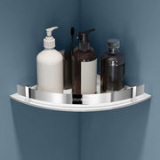 Plantex Bathroom Corner Shelf for Wall Acrylic/Wall Mounted Shelf for Bathroom with Stainless Steel Railings/Wash Room Accessories Items (White, 10x10 inches)