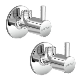 Plantex Angle Valve with Flanges and Teflon Tape/Pack of 2/Angle Cock for Bathroom and Kitchen - (Chrome)