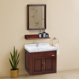 Plantex Unbrekable Bathroom Vanity Cabinet & Washbasin Set/Washbasin with Cabinet/Basin Cabinet for Bathroom with Mirror (Brown)