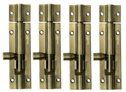 Plantex Stainless Steel Tower Bolt/Tower Bolt for Home,Offices Doors and Windows/Tower Bolt for Main Door/Door Latch/Kundi/Chitakini/Door Latch for Windows - Pack of 4 (Brass Antique, 4 inch)