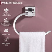 Plantex Aqua Heavy-Duty Stainless Steel Napkin Ring/Towel Ring/Napkin Holder/Towel Hanger/Bathroom Accessories (Chrome) - Pack of 1