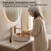 Plantex Round Wash Basin for Bathroom/Ceramic Tabletop Washbasin/Basin for Bathroom Indo-European Collection (16 x 16 x 7 Inch)