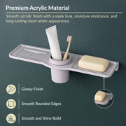 Plantex Double Soap Dish with Tumbler Holder/Acrylic Soap Stand with Tumbler for Bathroom/Soap Holder/Bathroom Accessories - Pack of 1 (VIG-119, Grey)