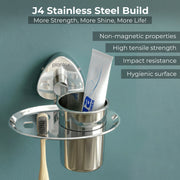 Plantex J4 Stainless Steel Toothbrush Holder for Bathroom/Toothbrush Stand for Bathroom/Tumbler Holder/Bathroom Accessories (Chrome Finish) Angel