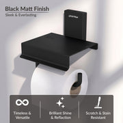 Plantex 304 Grade Stainless Steel Bathroom Toilet Paper Holder with Mobile Stand/Toilet Tissue Holder/Bathroom Accessories (Crystal, Black)
