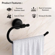Plantex 304 Stainless Steel Towel Ring for Wash Basin/Towel Hanger/Napkin Holder/Towel Holder/Bathroom Accessories - Niko (Black)