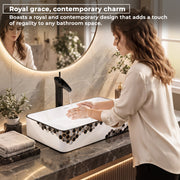 Plantex Ceramic Basin For Bathroom/Table Top Basin/Counter Top Basin For Restaurant/Hotel (24 X 14 X 11 Inch), Silver