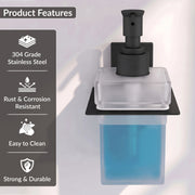 Plantex 304 Grade Stainless Steel Liquid Soap Dispenser for Bathroom/Frosted Glass Dispenser Shampoo/Hand wash/Bathroom Accessories - Pack of 1 (Crystal, Black)