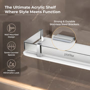 Plantex Acrylic Multipurpose Bathroom Shelf/Rack for Living Room/Wall Mount Storage Shelf - Bathroom Accessories Items (White, 12x6 inches)