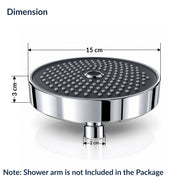 Plantex ABS Shower Head for Bathroom/6 Inch Round High Pressure Overhead Shower/Rain Shower Head - (Chrome)