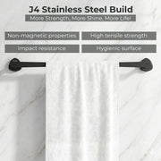 Plantex J4 Stainless Steel 24 Inch Single Towel Rod for Bathroom/Towel Holder in Bathroom/Towel Holder/Bathroom Accessories (PVD Black Finish) Angel