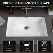 Plantex Basin for Bathroom/Under Mount Ceramic Wash Basin/Washbasin for Home/Hotel (Steve - 20x15.5x6 Inch)