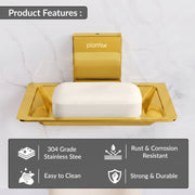 Plantex 304 Grade Stainless Steel Soap Dish/Soap Holder/Soap Stand/Soap Case/Soap Storage for Bathroom/Bathroom Accessories - Crystal (PVD Gold)