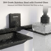 Plantex 304 Grade Stainless Steel Soap Dish with Liquid Dispenser/Soap Stand/Shampoo Dispenser for Bathroom/Bathroom Accessories - Pack of 1 (Crystal, Black)