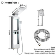 Plantex Shower Panel for Bathroom with Hand Shower/Body Massage Jets/Showerhead/304 Grade Stainless Steel Showers System with Hot & Cold Mixer (KM-8103-Chrome)