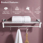 Plantex Heavy-Duty Stainless Steel Towel Rack for Bathroom/Towel Bar/Towel Holder/Bathroom Accessories (24 Inch-Chrome)- Pack of 1, Aqua
