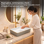 Plantex Table Top Wash Basin For Bathroom/Designer Ceramic Basin/Countertop Vessel Sink Basin - Indo-European Collection (24 x 14 x 5 Inch)