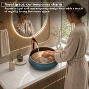 Plantex Ceramic Round Washbasin for Bathroom/Designer Tabletop Wah Basin/Counter Top Basin/Vessel Sink for Hotel/Restaurant/Living Room(NC-642,16 x 16 x 6.5 Inch)