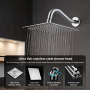 Plantex Shower Combo Set for Bathroom/Brass Single Knob Diverter/Bathtub Spout/8x8 Inch Ultra Slim Overhead Shower/11-Inch S-Shaped Shower Arm – Chrome