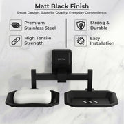 Plantex 304 Grade Stainless Steel Dual Soap Holder for Bathroom/Soap Case/Soap Stand/Bathroom Accessories - Darcy(Black)