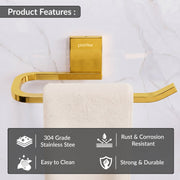 Plantex 304 Grade Stainless Steel Napkin Holder for Wash Basin/Towel Holder for Bathroom/Towel Holder/Towel Ring/Bathroom Accessories - Crystal (PVD Gold)