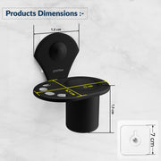 Plantex Royal Self Adhesive Stainless Steel Tooth Brush Holder/Tumbler Holder/Bathroom Accessories (Black, Powder Coated)