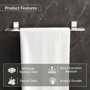 Plantex 304 Grade Stainless Steel 24 inch Towel Hanger for Bathroom/Hand Towel Holder/Single Towel Rod/Bathroom Accessories, Crystal (Chrome)