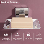 Plantex Aqua Heavy-Duty Stainless Steel Soap Holder for Bathroom/Soap Dish/Soap Stand/Bathroom Accessories - (Chrome)