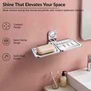 Plantex Dream Stainless Steel Double Soap Dish Stand for Bathroom & Kitchen/Soap Dish/Bathroom Accessories - Wall Mounted - Chrome (Pack of 1)