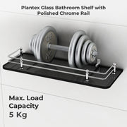 Plantex Wall Mount Glass Shelf for Bathroom/Shelves for Kitchen/Black Glass Shelf, Polished (15x6 Inches - Pack of 3)