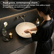 Plantex Wash Basin/Ceramic Table Top Wash Basin/Designer Countertop Basin for Bathroom/Restaurants/Hotel (Khakhi - 16 x 16 x 5 Inch)