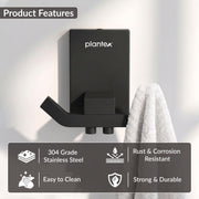 Plantex 304 Grade Stainless Steel Robe Hook/Cloth Towel Hanger/Door Hanger Hook/Bathroom Accessories - Pack of 1 (Crystal, Black)