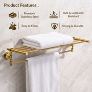 Plantex 304 Grade Stainless Steel Towel Rack for Bathroom/Towel Stand/Hanger/Bathroom Accessories - Niko (24 Inch-Antique)