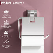 Plantex Aqua Heavy-Duty Stainless Steel Toilet Paper Roll Holder/Toilet Paper Holder in Bathroom/Kitchen/Bathroom Accessories (Chrome) - Pack of 1