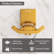 Plantex 304 Grade Stainless Steel Robe Hook/Cloth Towel Hanger/Door Hanger Hook/Bathroom Accessories - Pack of 1 (Crystal, PVD Gold)