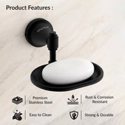 Plantex 304 Grade Stainless Steel Soap Holder/Stand for Bathroom and Wash Basin Bathroom Accessories - Niko (Black)