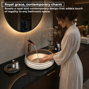 Plantex Round Wash Basin for Bathroom/Ceramic Tabletop Washbasin/Basin for Bathroom Indo-European Collection (16 x 16 x 7 Inch)