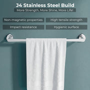 Plantex J4 Stainless Steel Towel Holder in Bathroom/Cloth Hanger for Bathroom/24 Inch Single Towel Rod/Bathroom Accessories (Chrome Finish) Angel