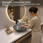 Plantex Ceramic Basin for Bathroom/Table Top Ceramic Basin/Washbasin for Bathroom (BOAT-NS-551-Marble Finish, 16 x 13 x 5.5 Inch)