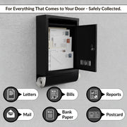 Plantex Letter Box/GI Steel Magazine Holder/Complaint Box & Suggestion Box for Office with Secure Lock and Keys/News Paper Holder/Mail Box/Post Box- (Black) Wall Mount