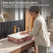 Plantex Ceramic Counter Top Washbasin for Bathroom/Table Top Wash Basin/Rectangle Bathroom Sink for Restaurant/Hotel (24 x 14 x 5 Inch)