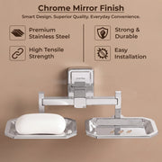 Plantex Stainless Steel 304 Grade Darcy Soap Holder for Bathroom/Soap Dish/Bathroom Soap Stand/Bathroom Accessories(Chrome) - Pack of 1