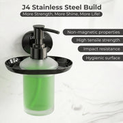 Plantex J4 Stainless Steel Liquid Soap Dispenser/Shampoo Dispenser for Wash Basin/Hand Wash Dispenser Wall Mounted/Bathroom Accessories (PVD Black Finish) Onix