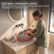 Plantex Ceramic Basin/Designer Washbasin for Bathroom/Oval Tabletop Wash Basin/Countertop Vessel Sink for Home/Office (Matt Brown & Black - 24 x 14 x 10 Inch)