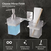Plantex 304 Grade Stainless Steel Liquid Soap Dispenser/Tumbler Holder/Toothbrush Holder/Bathroom Accessories (Crystal - Chrome)